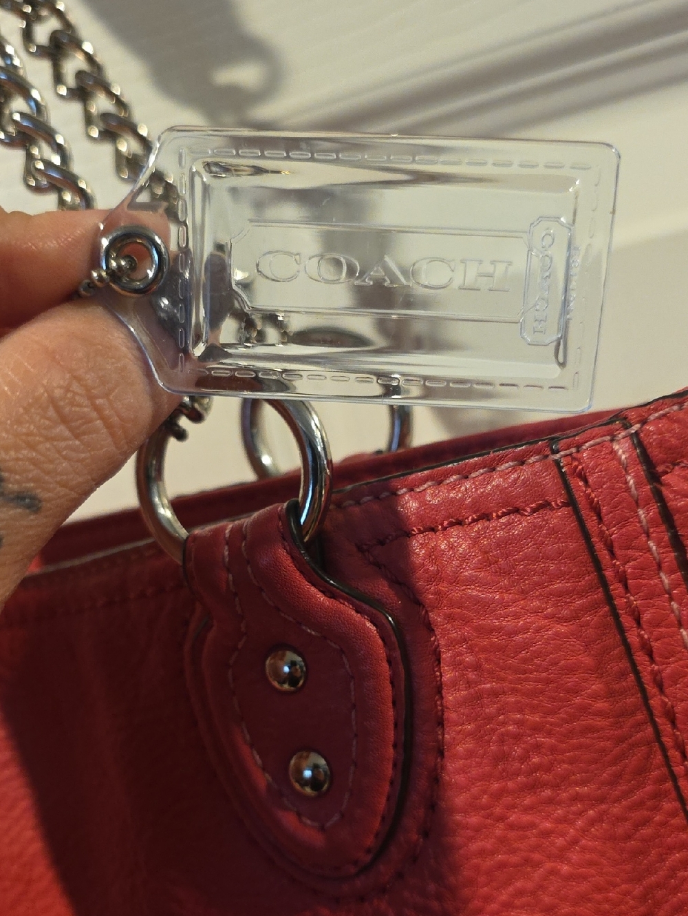 Coach Poppy Pebbled Leather Tote Pink - Picture 8 of 12